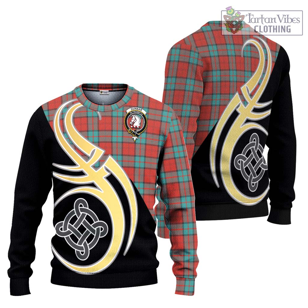 Dunbar Ancient Tartan Knitted Sweater with Family Crest and Celtic Symbol Style Unisex - Tartan Vibes Clothing