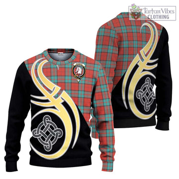 Dunbar Ancient Tartan Ugly Sweater with Family Crest and Celtic Symbol Style