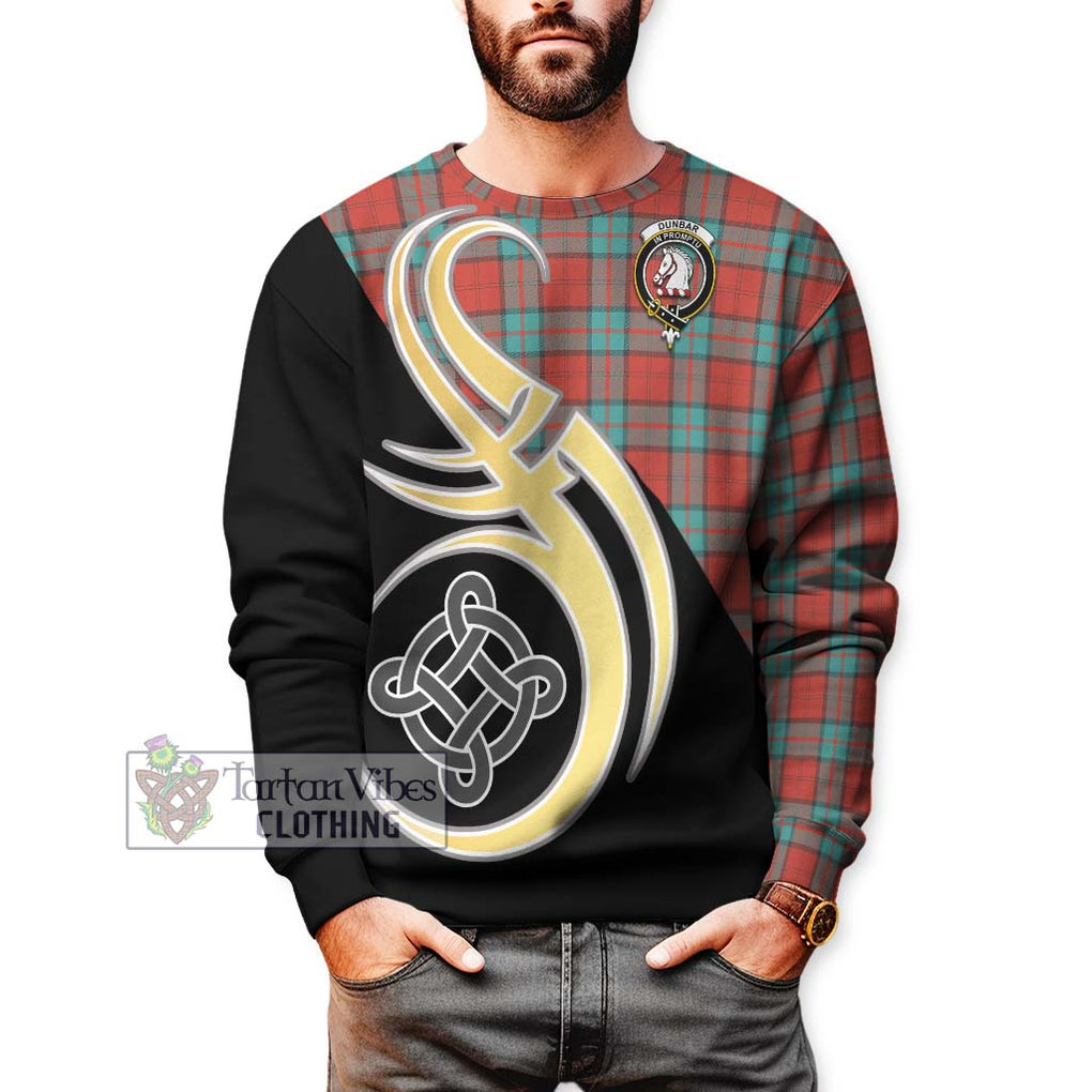 Dunbar Ancient Tartan Sweatshirt with Family Crest and Celtic Symbol Style Unisex - Tartan Vibes Clothing