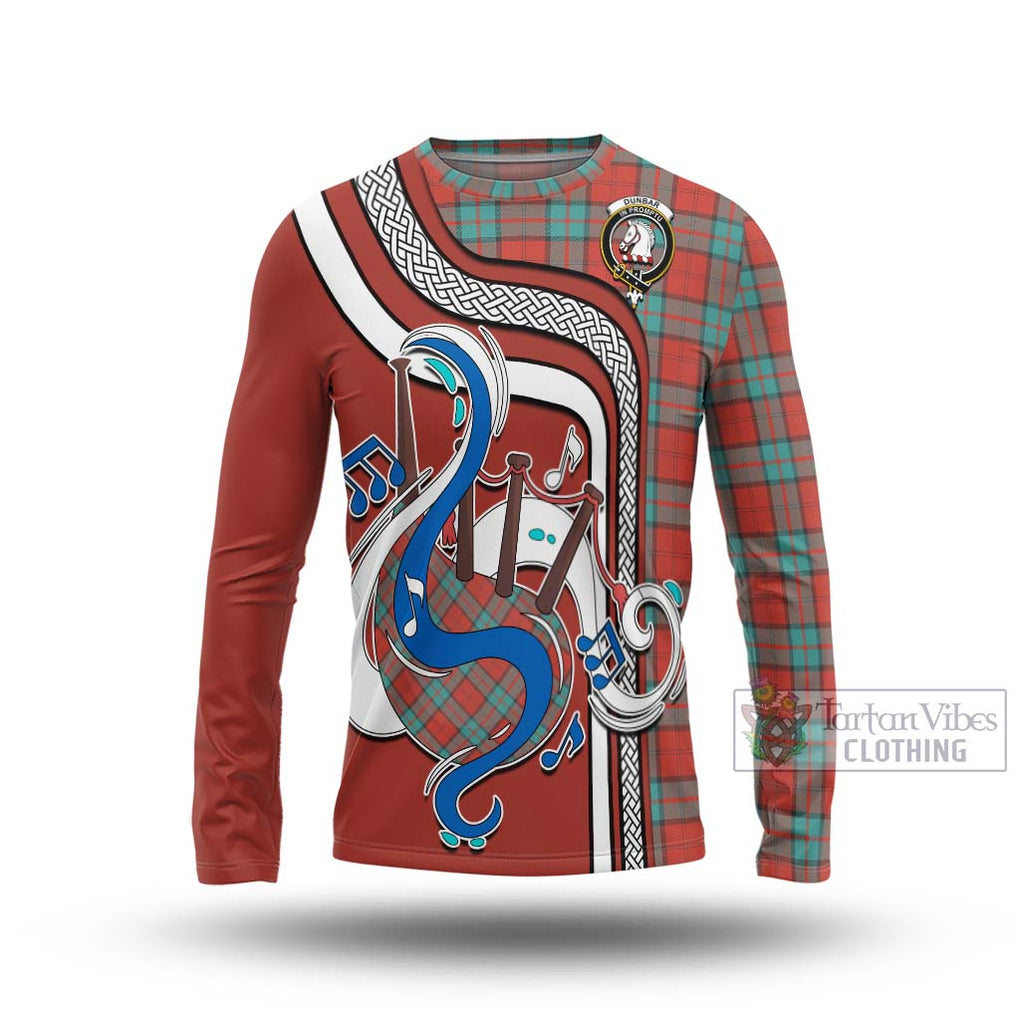 Tartan Vibes Clothing Dunbar Ancient Tartan Long Sleeve T-Shirt with Epic Bagpipe Style