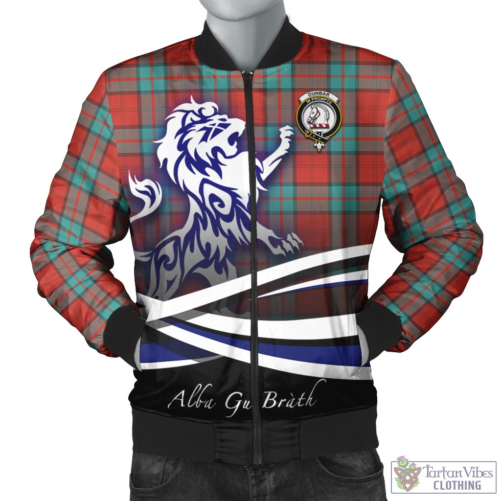 Tartan Vibes Clothing Dunbar Ancient Tartan Bomber Jacket with Alba Gu Brath Regal Lion Emblem