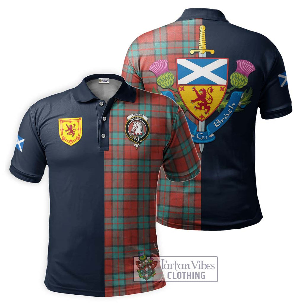 Tartan Vibes Clothing Dunbar Ancient Tartan Polo Shirt with Scottish Lion Royal Arm Half Style