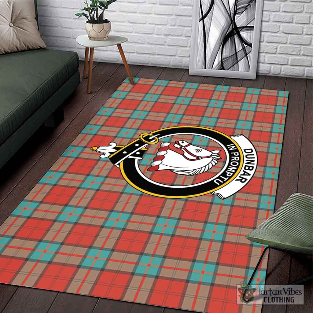 Tartan Vibes Clothing Dunbar Ancient Tartan Area Rug with Family Crest