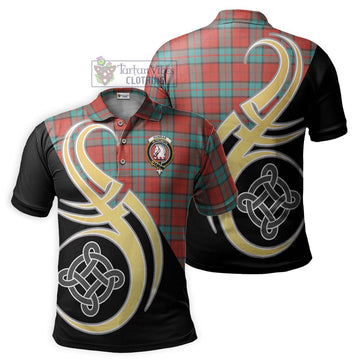 Dunbar Ancient Tartan Polo Shirt with Family Crest and Celtic Symbol Style