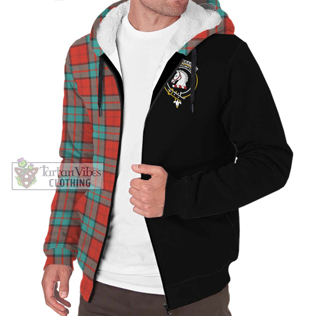 Dunbar Ancient Tartan Sherpa Hoodie with Family Crest and Half Of Me Style Unisex S - Tartanvibesclothing Shop