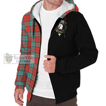 Dunbar Ancient Tartan Sherpa Hoodie with Family Crest and Half Of Me Style