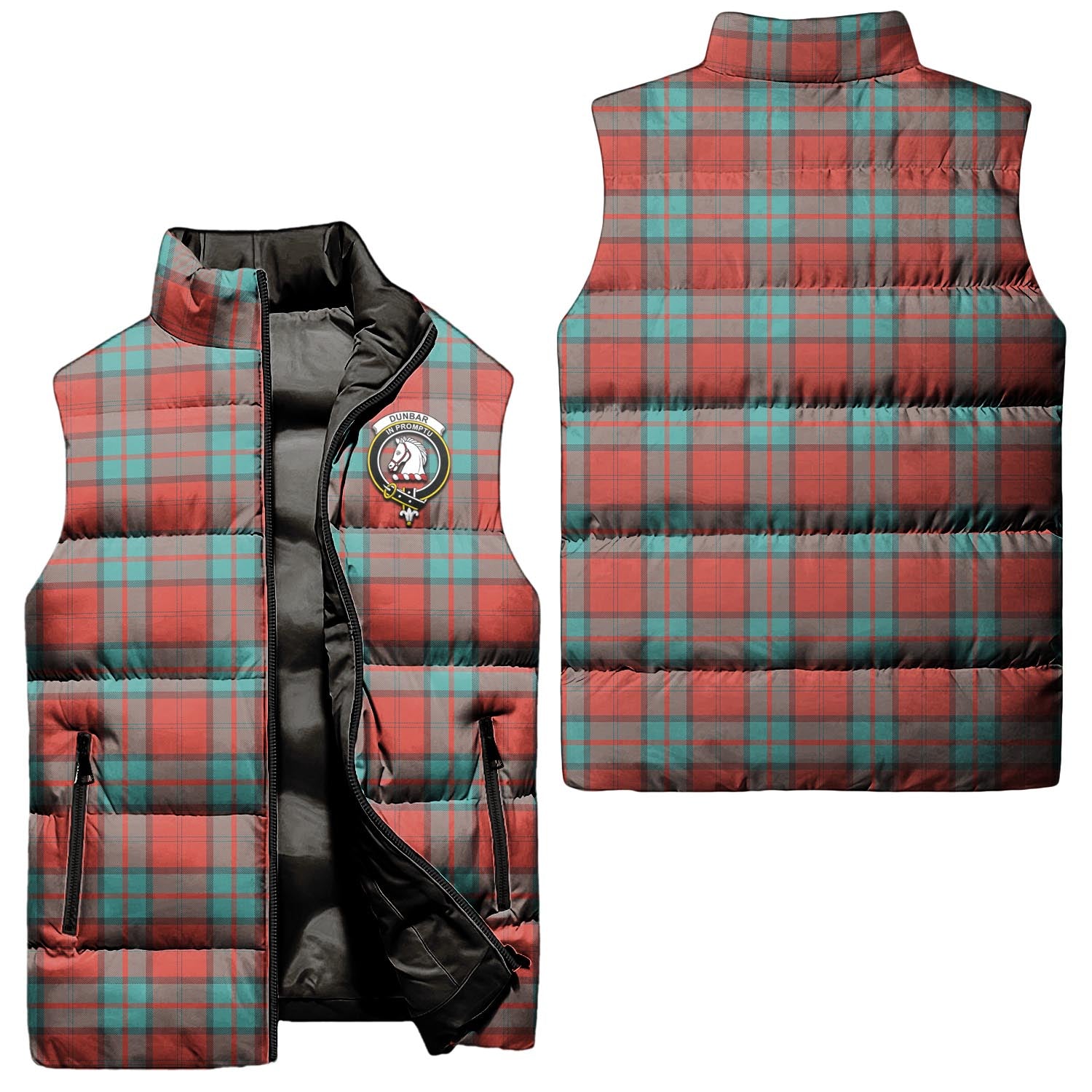 Dunbar Ancient Tartan Sleeveless Puffer Jacket with Family Crest Unisex - Tartanvibesclothing