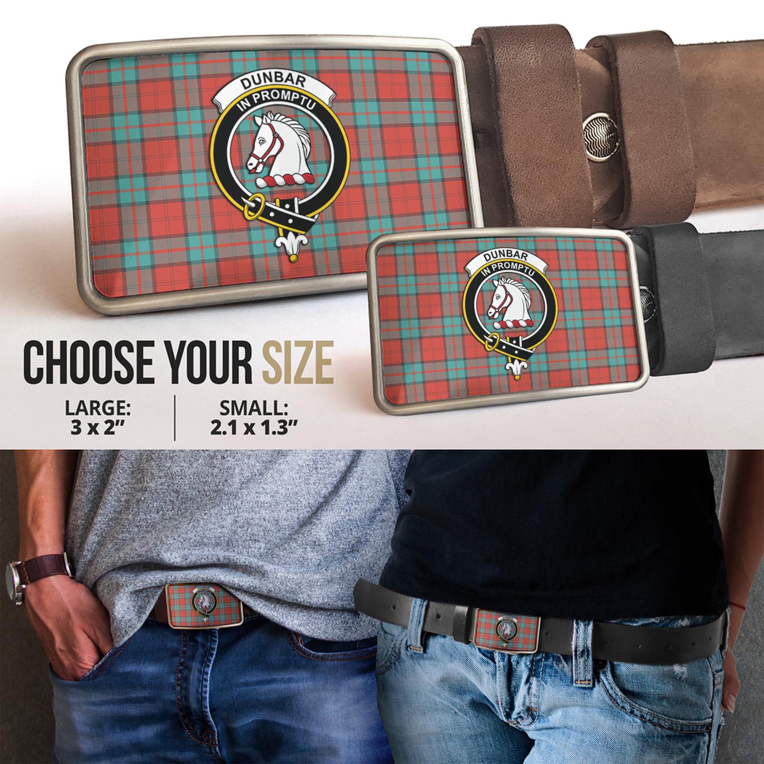 Dunbar Ancient Tartan Belt Buckles with Family Crest - Tartan Vibes Clothing