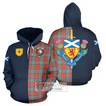 Dunbar Ancient Tartan Hoodie Alba with Scottish Lion Royal Arm Half Style