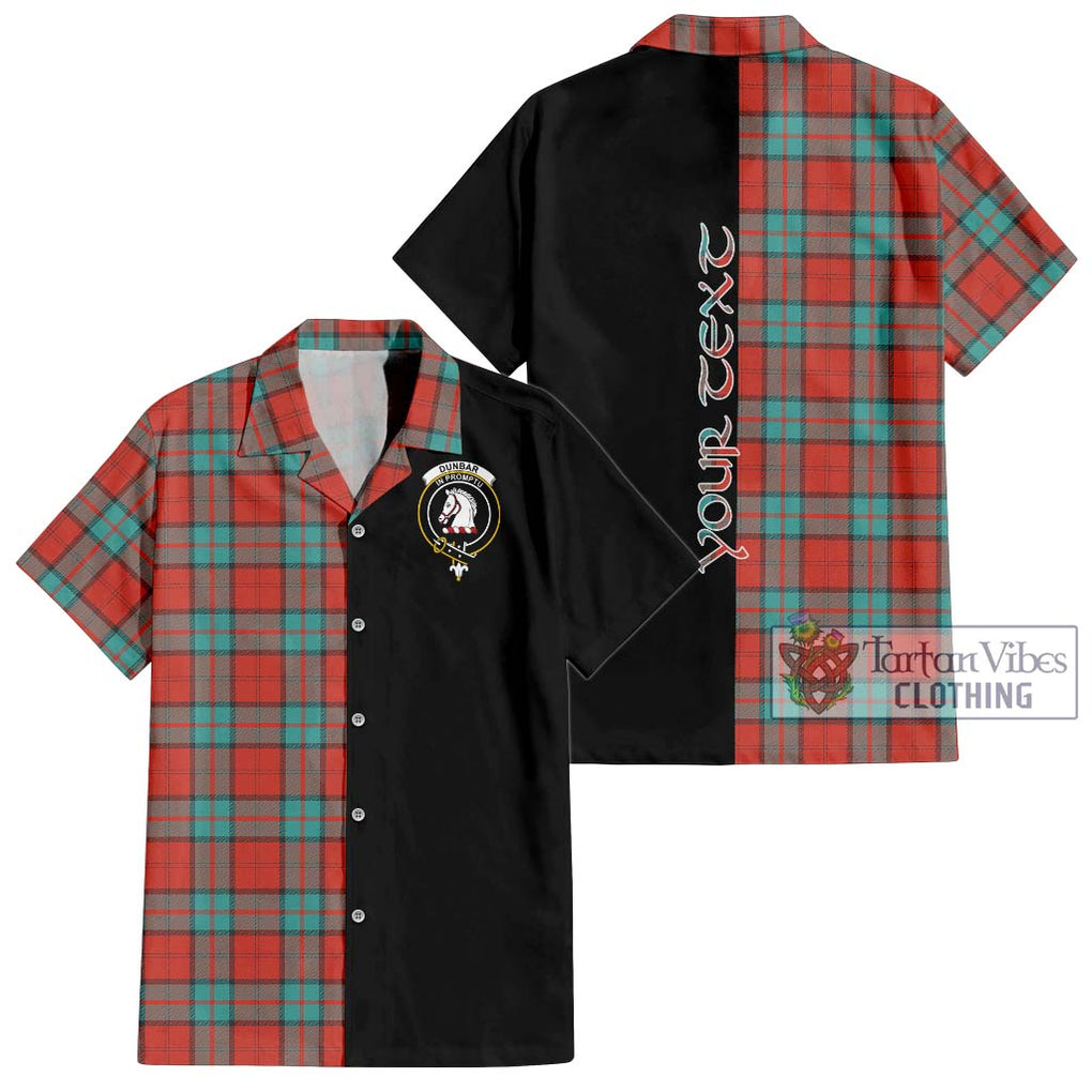 Dunbar Ancient Tartan Short Sleeve Button Shirt with Family Crest and Half Of Me Style Kid - Tartanvibesclothing Shop