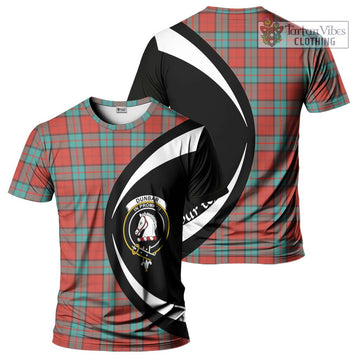 Dunbar Ancient Tartan T-Shirt with Family Crest Circle Style