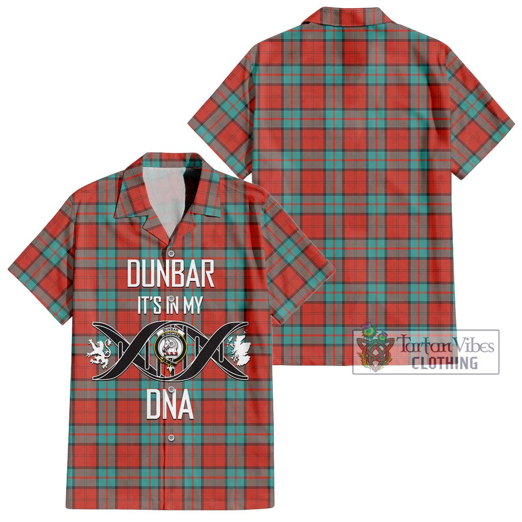 Dunbar Ancient Tartan Short Sleeve Button Shirt with Family Crest DNA In Me Style Kid - Tartanvibesclothing Shop