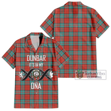 Dunbar Ancient Tartan Short Sleeve Button Shirt with Family Crest DNA In Me Style