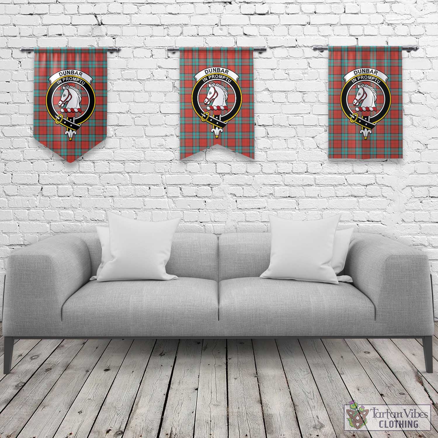 Tartan Vibes Clothing Dunbar Ancient Tartan Gonfalon, Tartan Banner with Family Crest