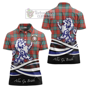 Dunbar Ancient Tartan Women's Polo Shirt with Alba Gu Brath Regal Lion Emblem