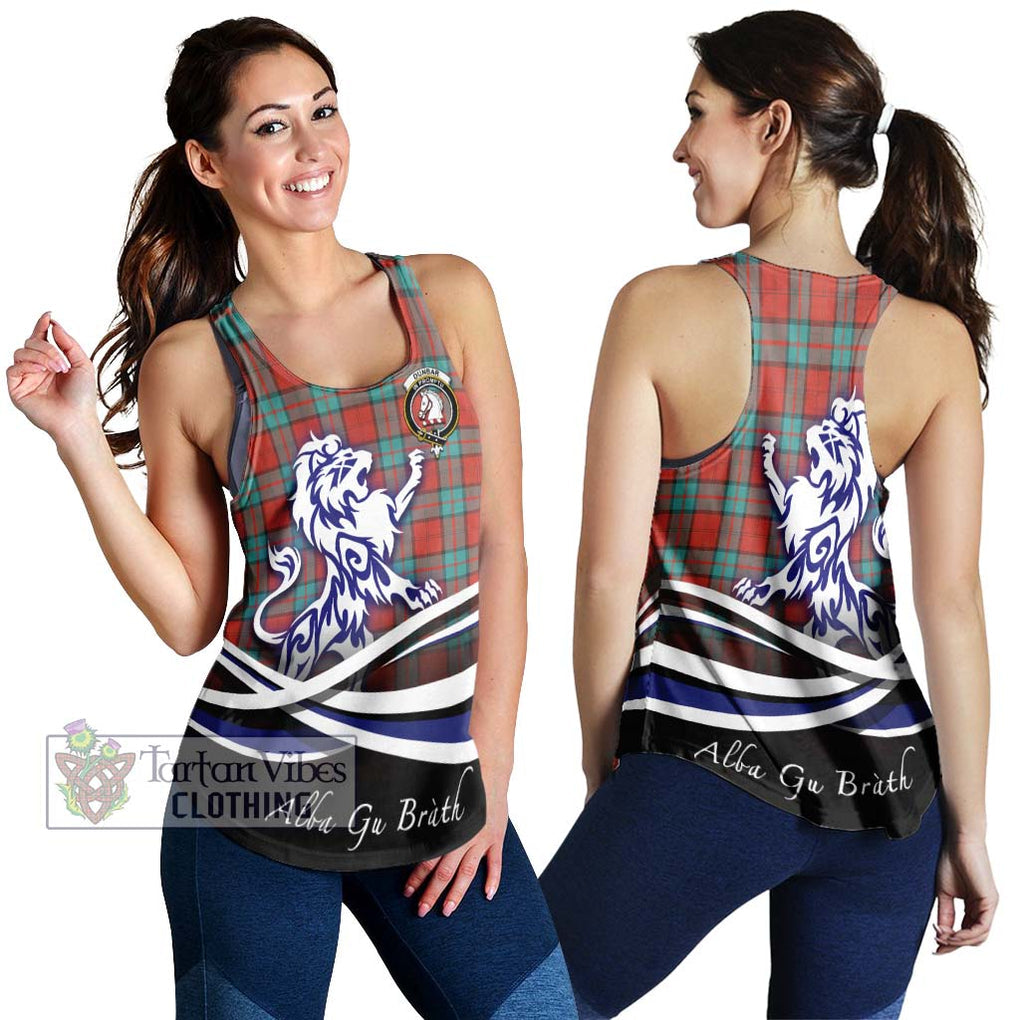 Dunbar Ancient Tartan Women's Racerback Tanks with Alba Gu Brath Regal Lion Emblem 4XL - Tartanvibesclothing Shop