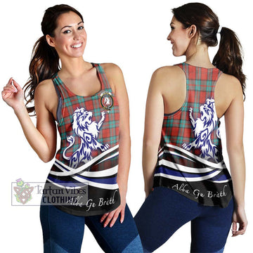 Dunbar Ancient Tartan Women's Racerback Tanks with Alba Gu Brath Regal Lion Emblem