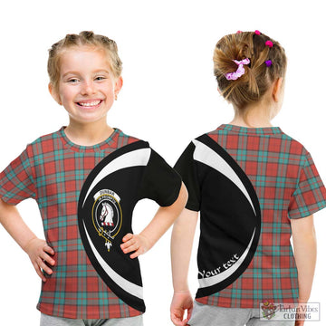 Dunbar Ancient Tartan Kid T-Shirt with Family Crest Circle Style