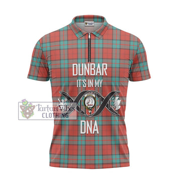 Dunbar Ancient Tartan Zipper Polo Shirt with Family Crest DNA In Me Style