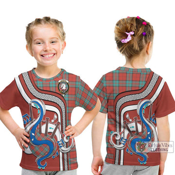 Dunbar Ancient Tartan Kid T-Shirt with Epic Bagpipe Style