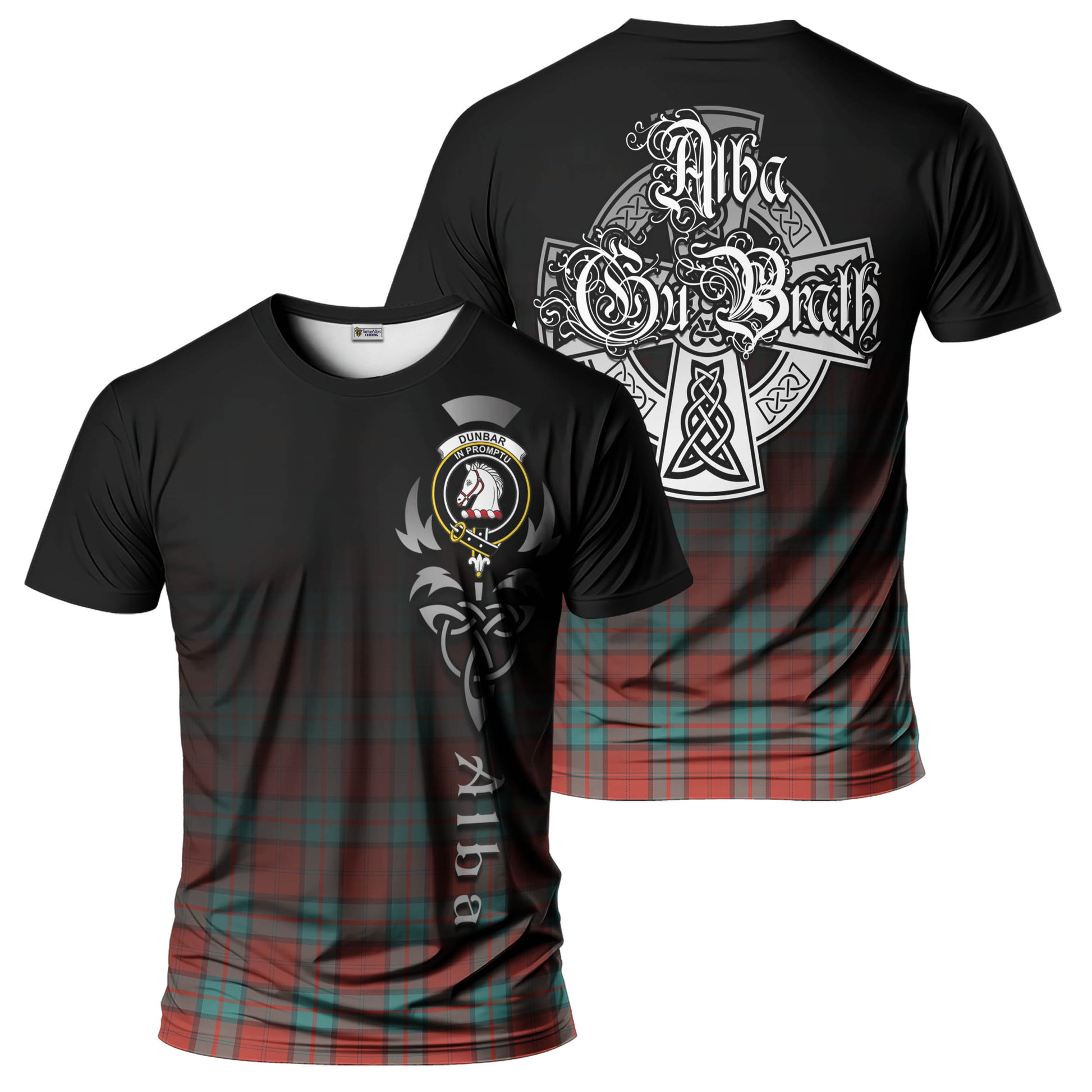 Tartan Vibes Clothing Dunbar Ancient Tartan T-Shirt Featuring Alba Gu Brath Family Crest Celtic Inspired