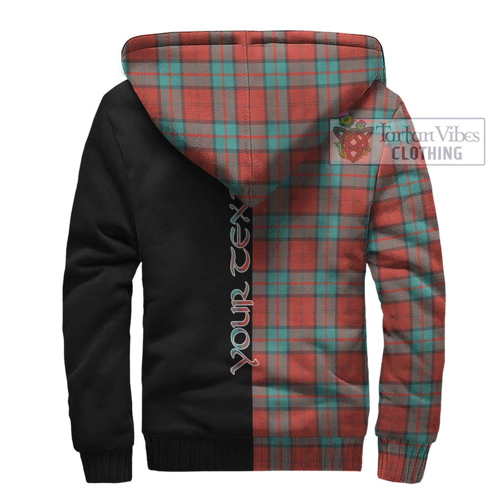 Dunbar Ancient Tartan Sherpa Hoodie with Family Crest and Half Of Me Style - Tartanvibesclothing Shop