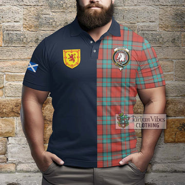 Dunbar Ancient Tartan Polo Shirt Alba with Scottish Lion Royal Arm Half Style