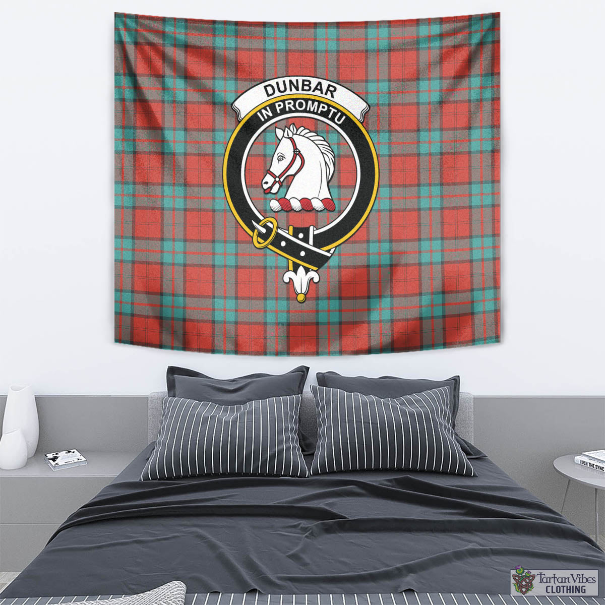 Tartan Vibes Clothing Dunbar Ancient Tartan Tapestry Wall Hanging and Home Decor for Room with Family Crest