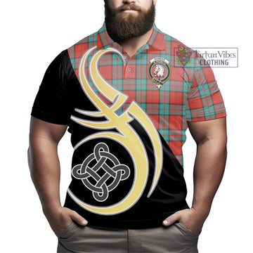 Dunbar Ancient Tartan Polo Shirt with Family Crest and Celtic Symbol Style