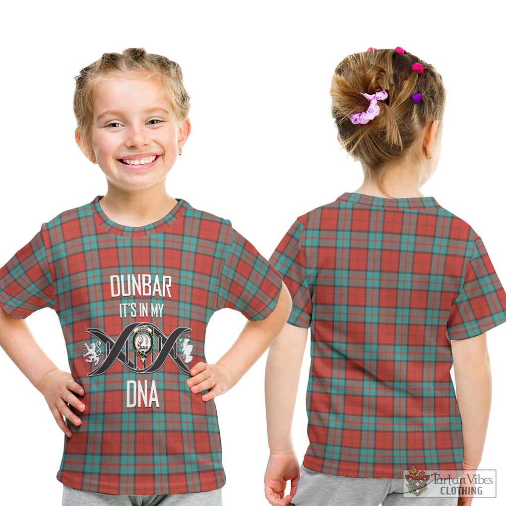 Dunbar Ancient Tartan Kid T-Shirt with Family Crest DNA In Me Style - Tartanvibesclothing Shop