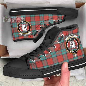 Dunbar Ancient Tartan High Top Shoes with Family Crest