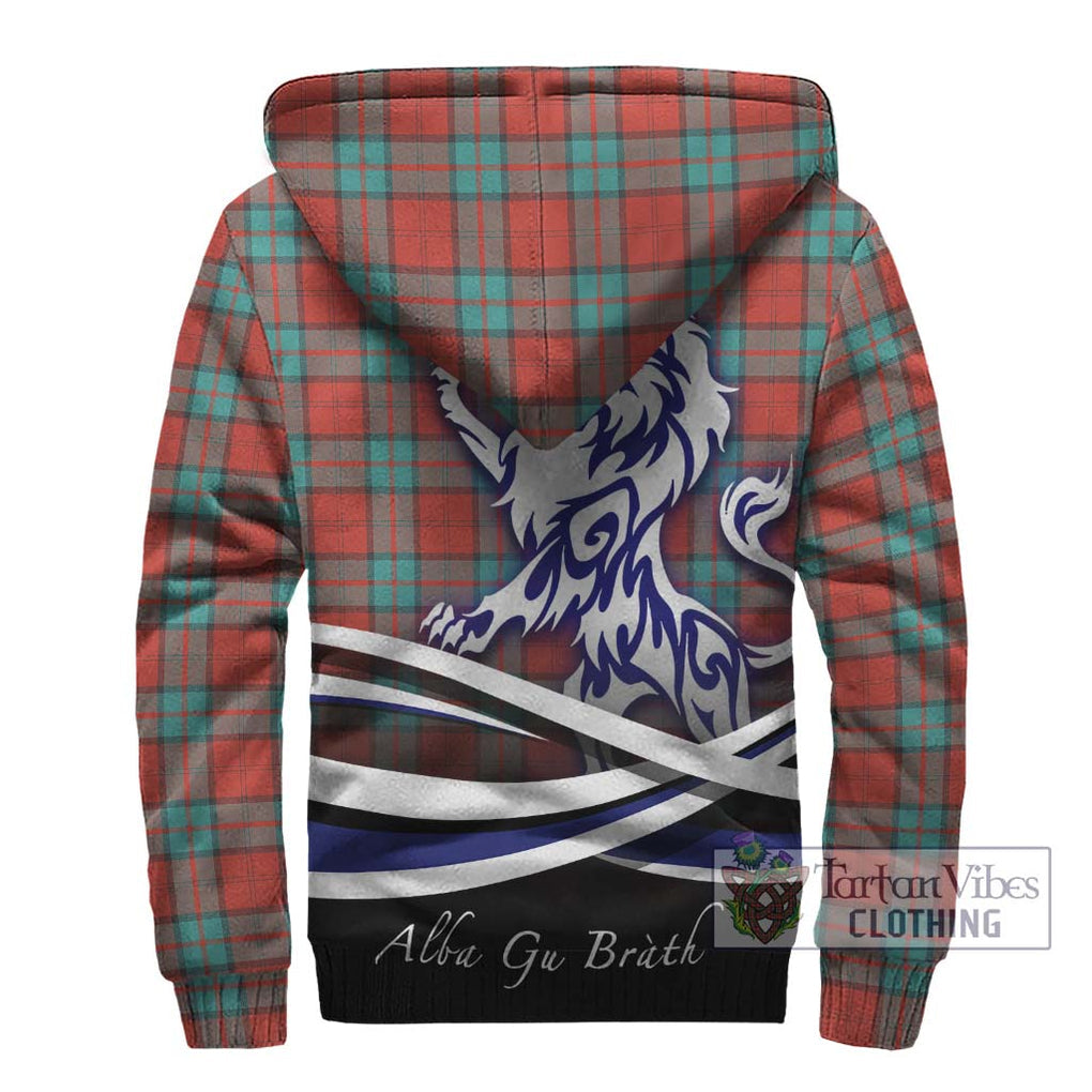 Dunbar Ancient Tartan Sherpa Hoodie with Alba Gu Brath Regal Lion Emblem - Tartanvibesclothing Shop