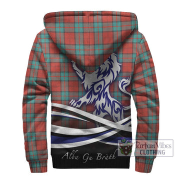 Dunbar Ancient Tartan Sherpa Hoodie with Alba Gu Brath Regal Lion Emblem