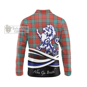 Dunbar Ancient Tartan Long Sleeve Polo Shirt with Alba Gu Brath Regal Lion Emblem