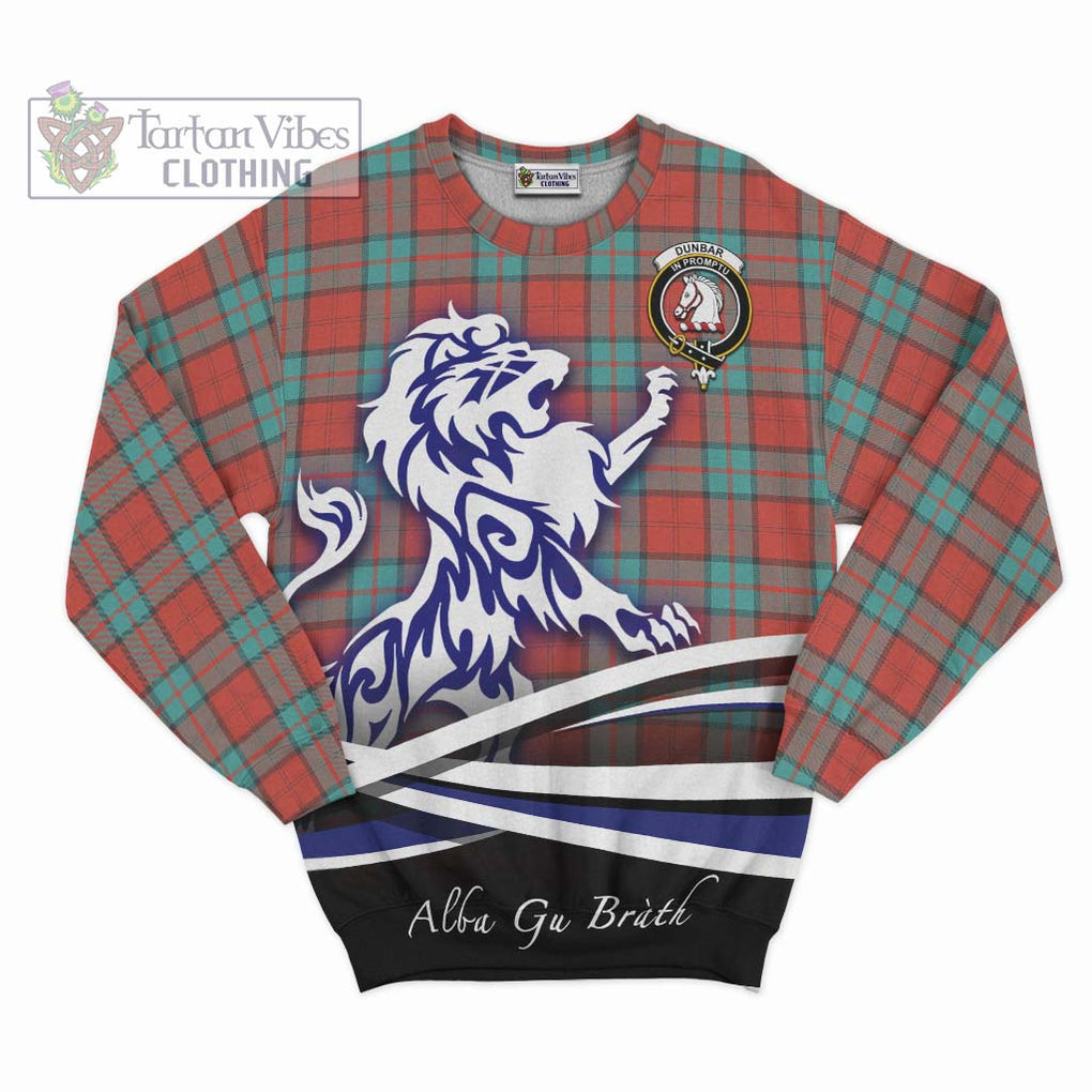 Dunbar Ancient Tartan Sweatshirt with Alba Gu Brath Regal Lion Emblem - Tartanvibesclothing Shop