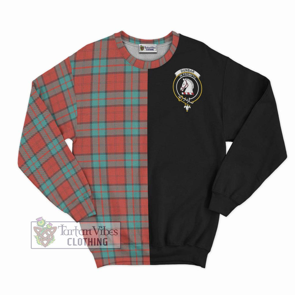 Dunbar Ancient Tartan Sweatshirt with Family Crest and Half Of Me Style - Tartanvibesclothing Shop