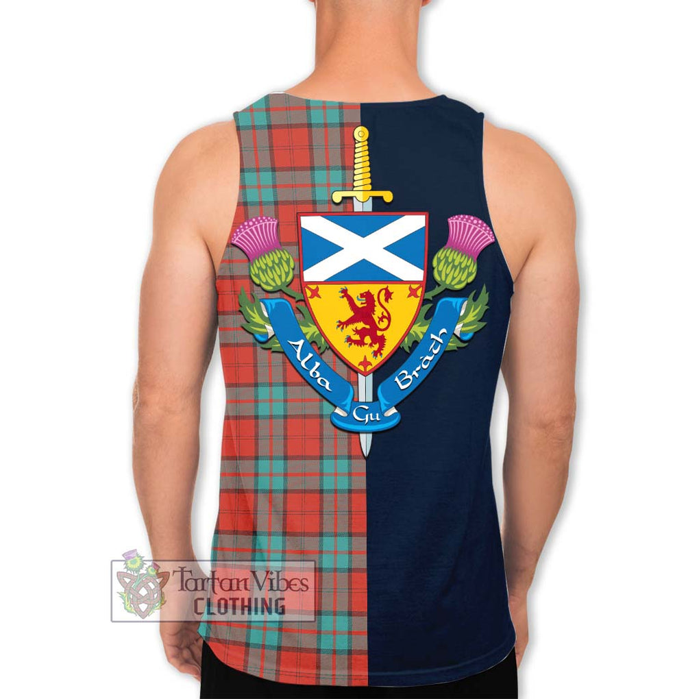 Tartan Vibes Clothing Dunbar Ancient Tartan Men's Tank Top with Scottish Lion Royal Arm Half Style