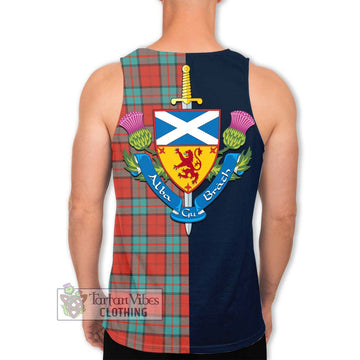 Dunbar Ancient Tartan Men's Tank Top Alba with Scottish Lion Royal Arm Half Style