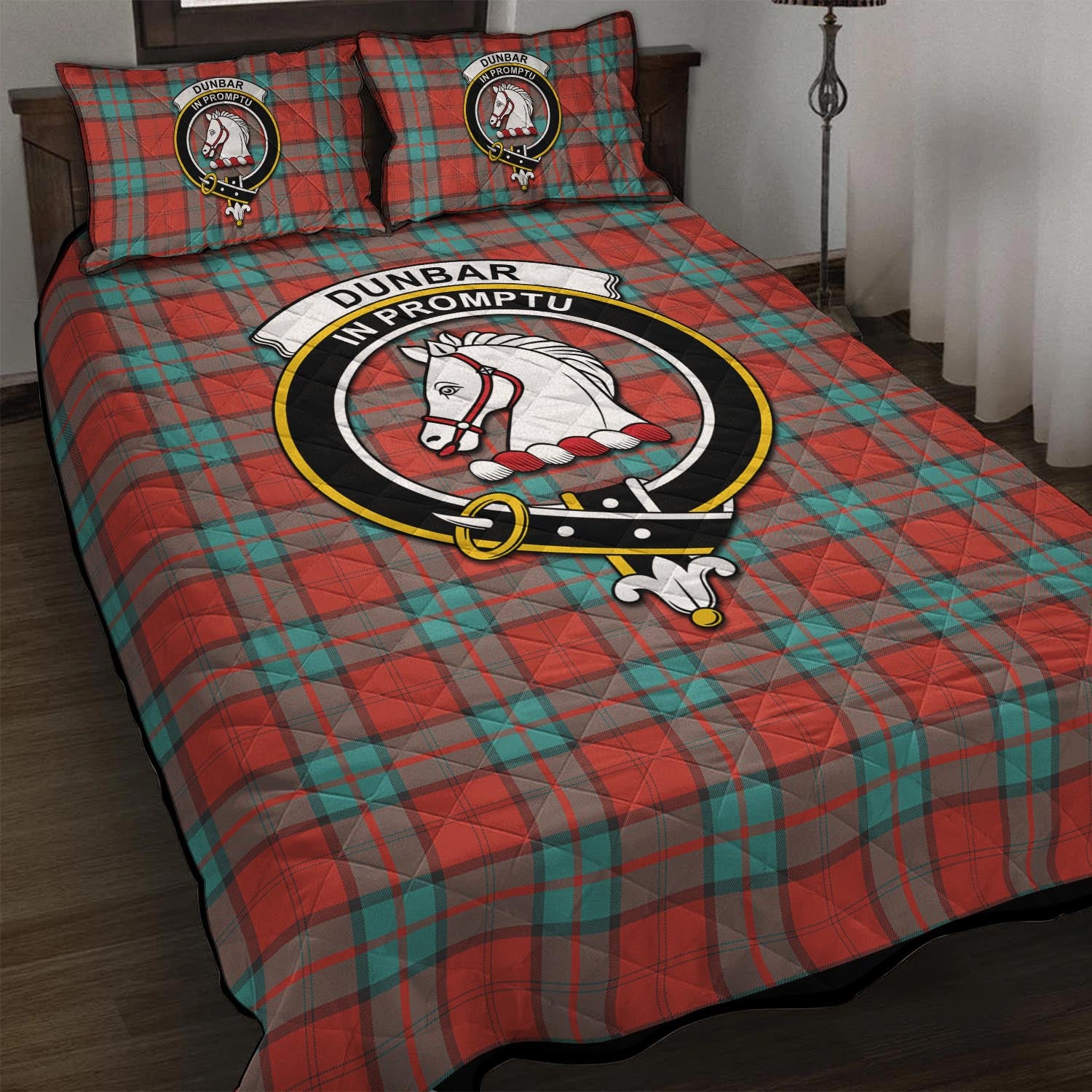 Dunbar Ancient Tartan Quilt Bed Set with Family Crest - Tartan Vibes Clothing