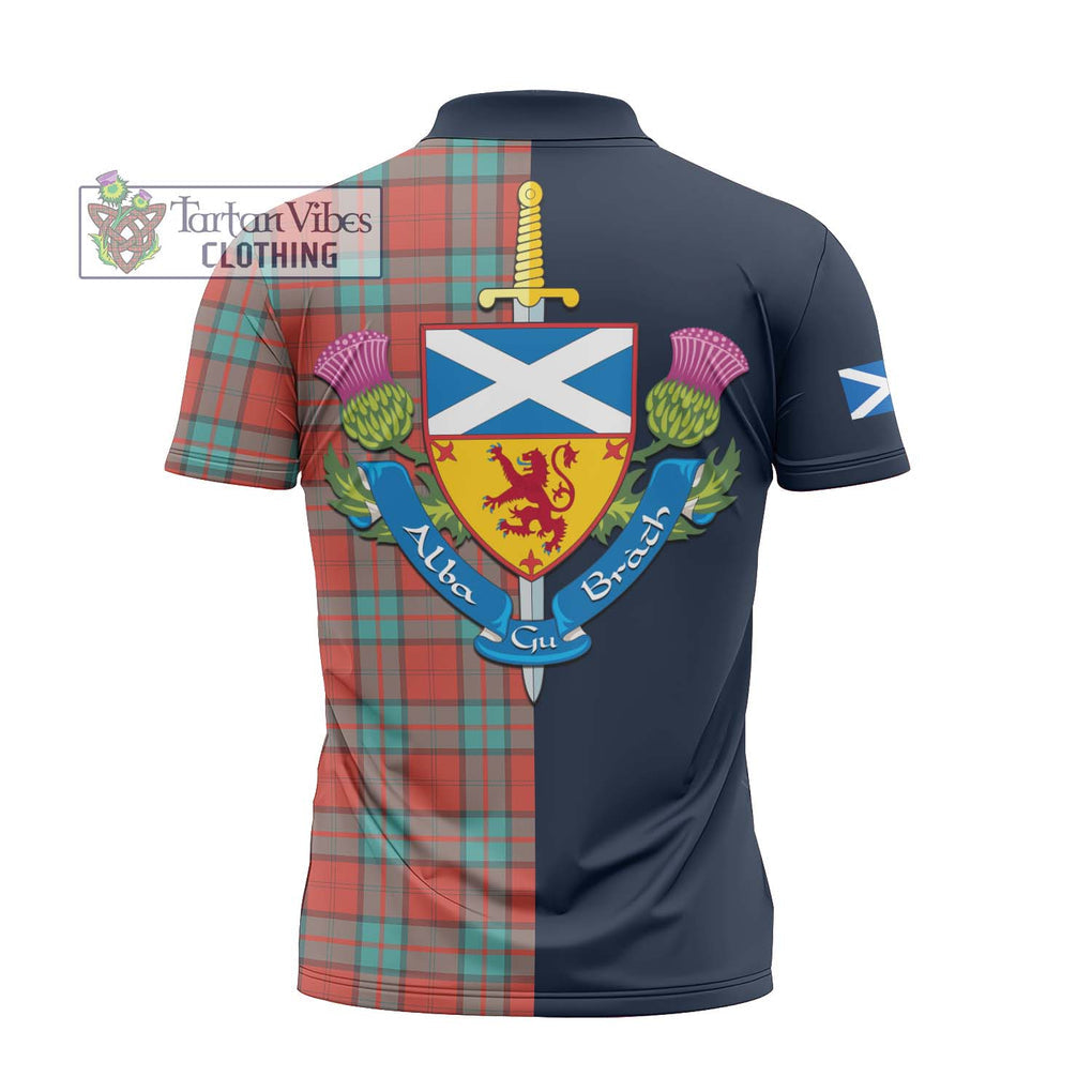 Tartan Vibes Clothing Dunbar Ancient Tartan Zipper Polo Shirt with Scottish Lion Royal Arm Half Style