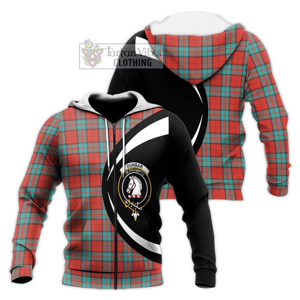 Dunbar Ancient Tartan Knitted Hoodie with Family Crest Circle Style Unisex Knitted Zip Hoodie - Tartan Vibes Clothing