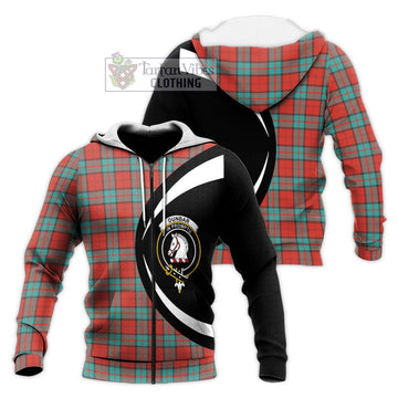 Dunbar Ancient Tartan Knitted Hoodie with Family Crest Circle Style