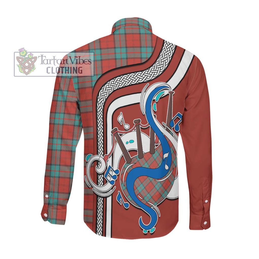 Dunbar Ancient Tartan Long Sleeve Button Shirt with Epic Bagpipe Style Men's Shirt - Tartanvibesclothing Shop