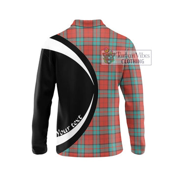 Dunbar Ancient Tartan Long Sleeve Polo Shirt with Family Crest Circle Style