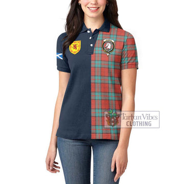 Dunbar Ancient Tartan Women's Polo Shirt Alba with Scottish Lion Royal Arm Half Style