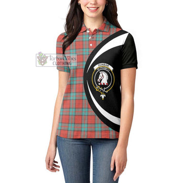 Dunbar Ancient Tartan Women's Polo Shirt with Family Crest Circle Style