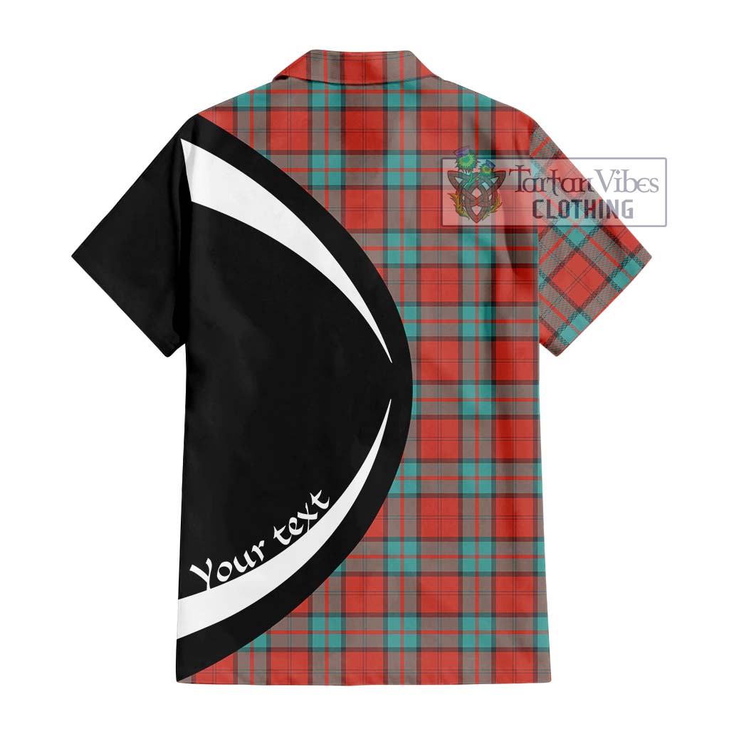 Dunbar Ancient Tartan Short Sleeve Button Up with Family Crest Circle Style - Tartan Vibes Clothing