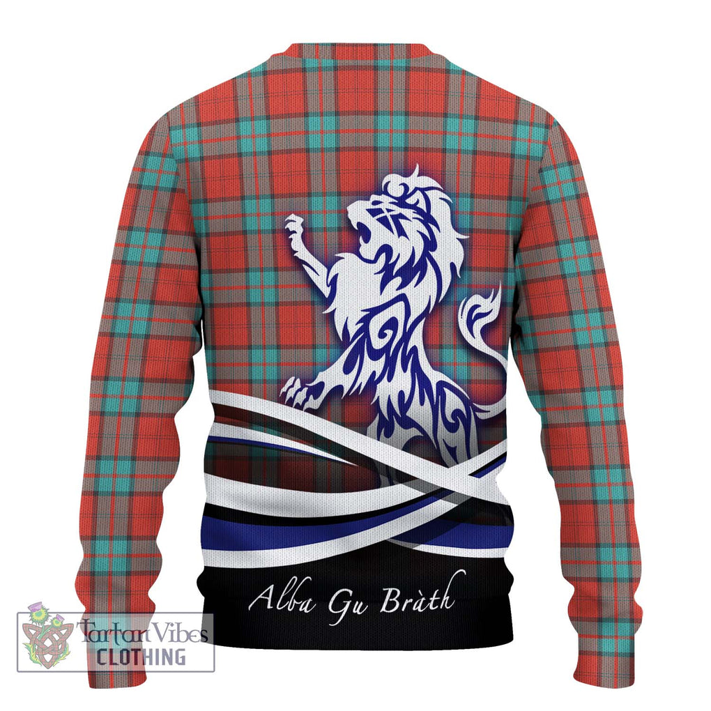 Dunbar Ancient Tartan Knitted Sweater with Alba Gu Brath Regal Lion Emblem - Tartanvibesclothing Shop