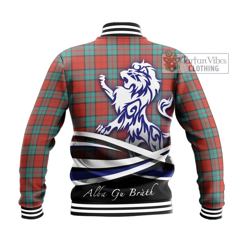 Dunbar Ancient Tartan Baseball Jacket with Alba Gu Brath Regal Lion Emblem - Tartanvibesclothing Shop