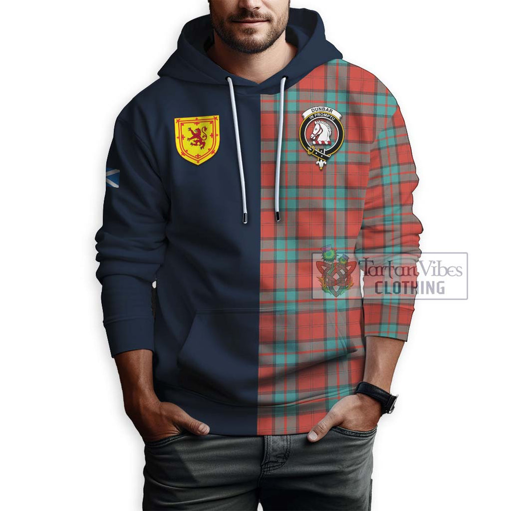 Tartan Vibes Clothing Dunbar Ancient Tartan Hoodie with Scottish Lion Royal Arm Half Style